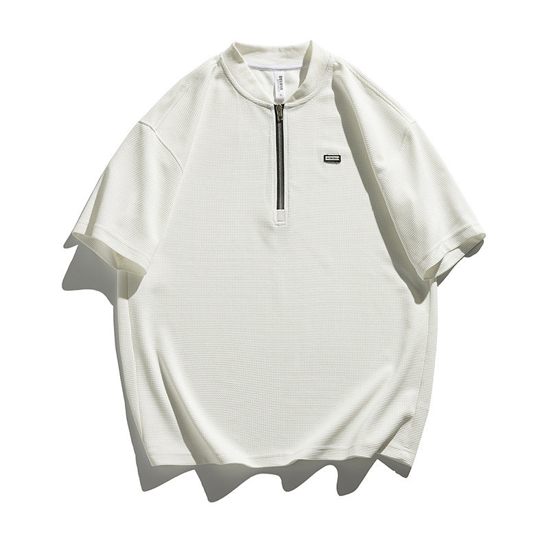 Fashion Half Zipper Short Sleeve T-shirt Men