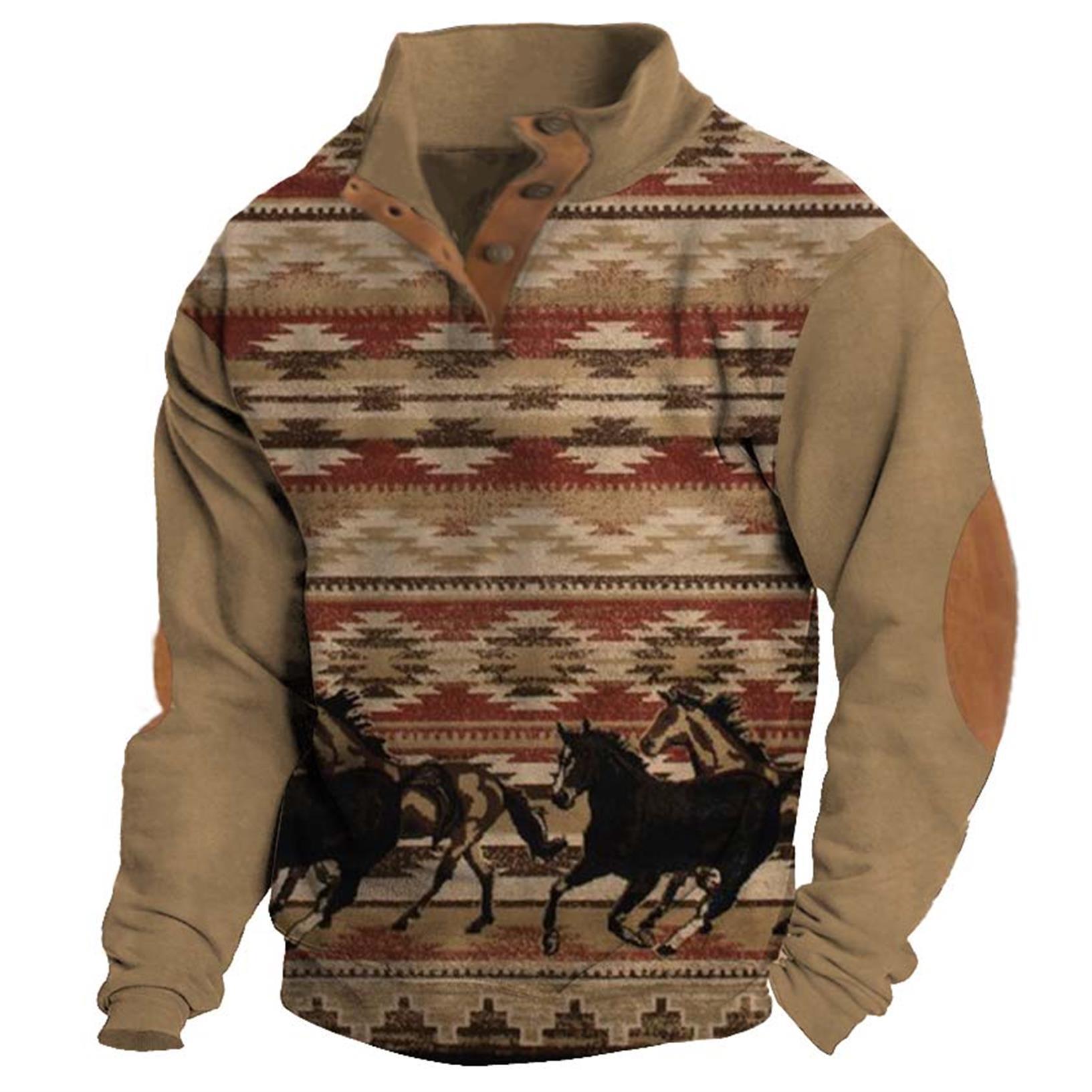 Autumn Outdoor 3D Digital Printing Stand Collar Men's Clothing Casual Sweatshirt