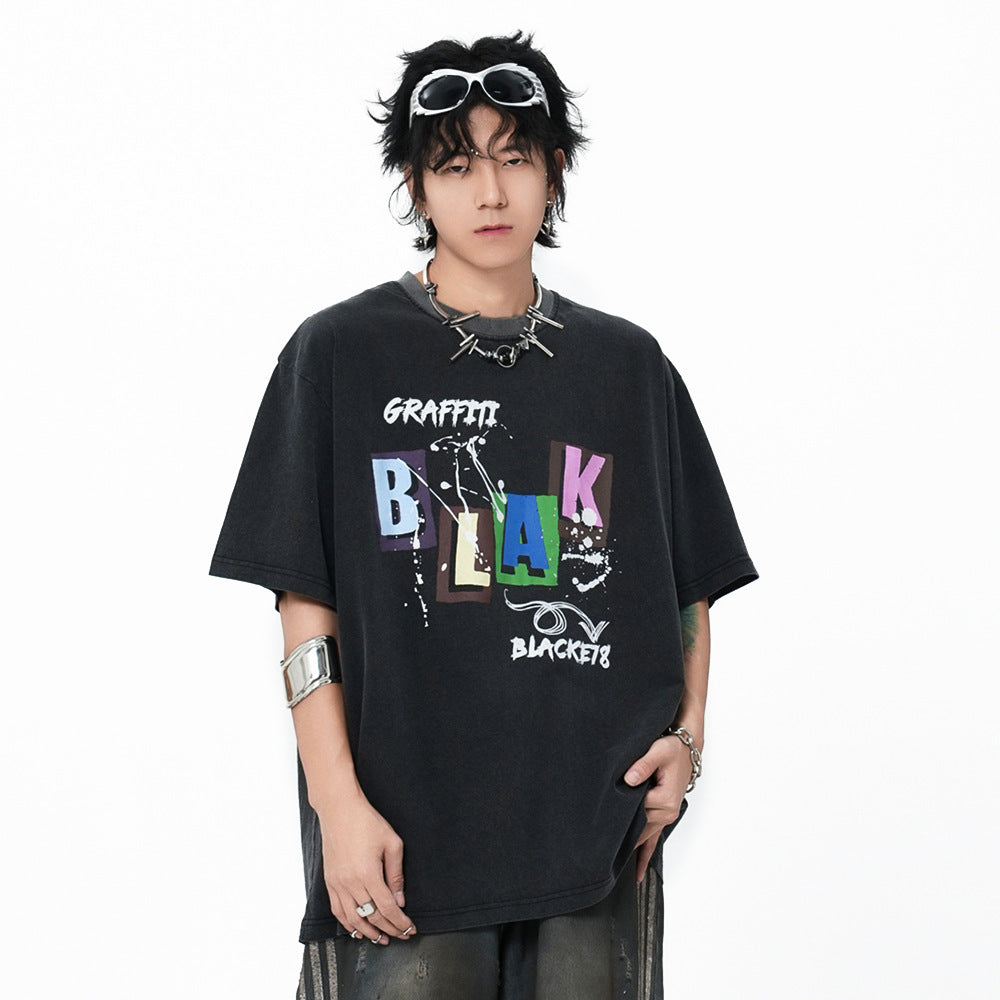 Printed Washed And Worn T-shirt For Men