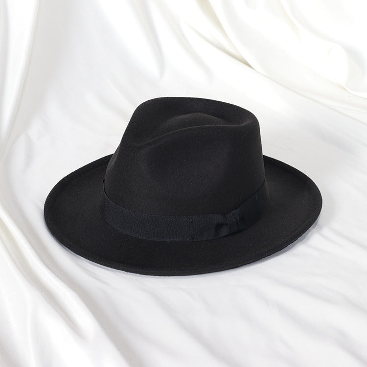 Bowknot Top Hat Love Hat Head Felt Cap Small Curling Men's Top Hat Retro Jazz Hat
