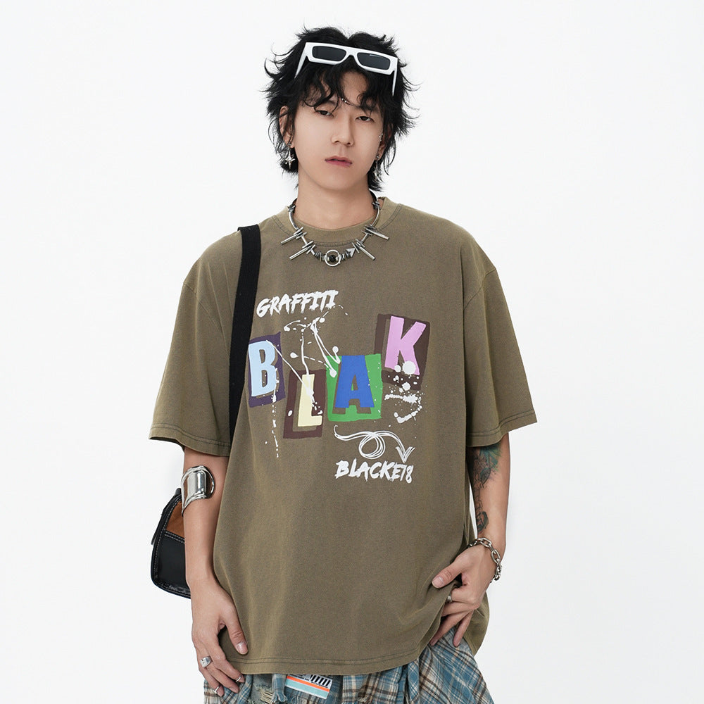 Printed Washed And Worn T-shirt For Men
