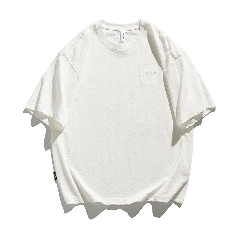 Simple Embroidered Cotton T-shirt For Men