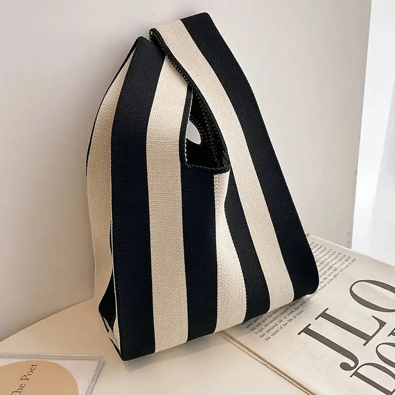 Handbag Women's Knitted Wool Bucket Bag  Versatile Handbag Casual Tote Bag Box Rice Bag
